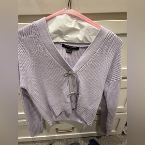 French connection lavendar bow cardigan sweater